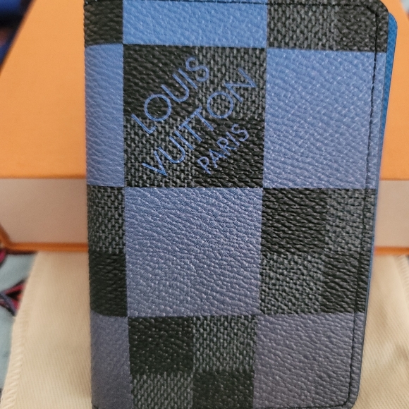 Louis Vuitton Virgil Abloh Pocket Organizer Damier Blue Graphite  Signature Stam - Picture 4 of 12